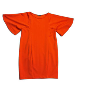 Zara Orange Mini Dress oversized flutter sleeves